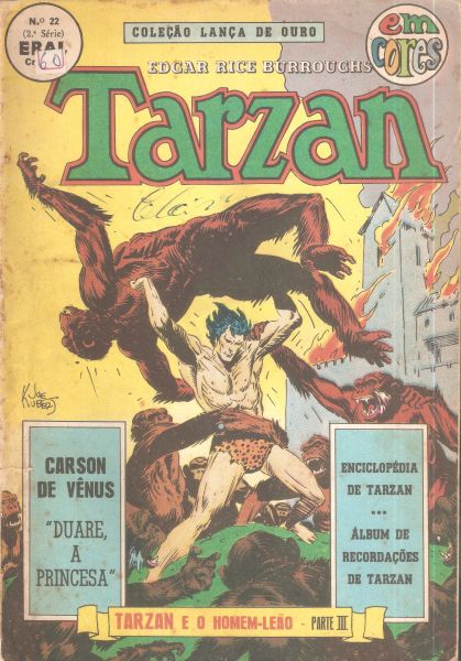 Tarzan Lança de Ouro nº 022 - Tarzan e o homem leão - Parte III - colorido - 2ª série - set 1974- Eb